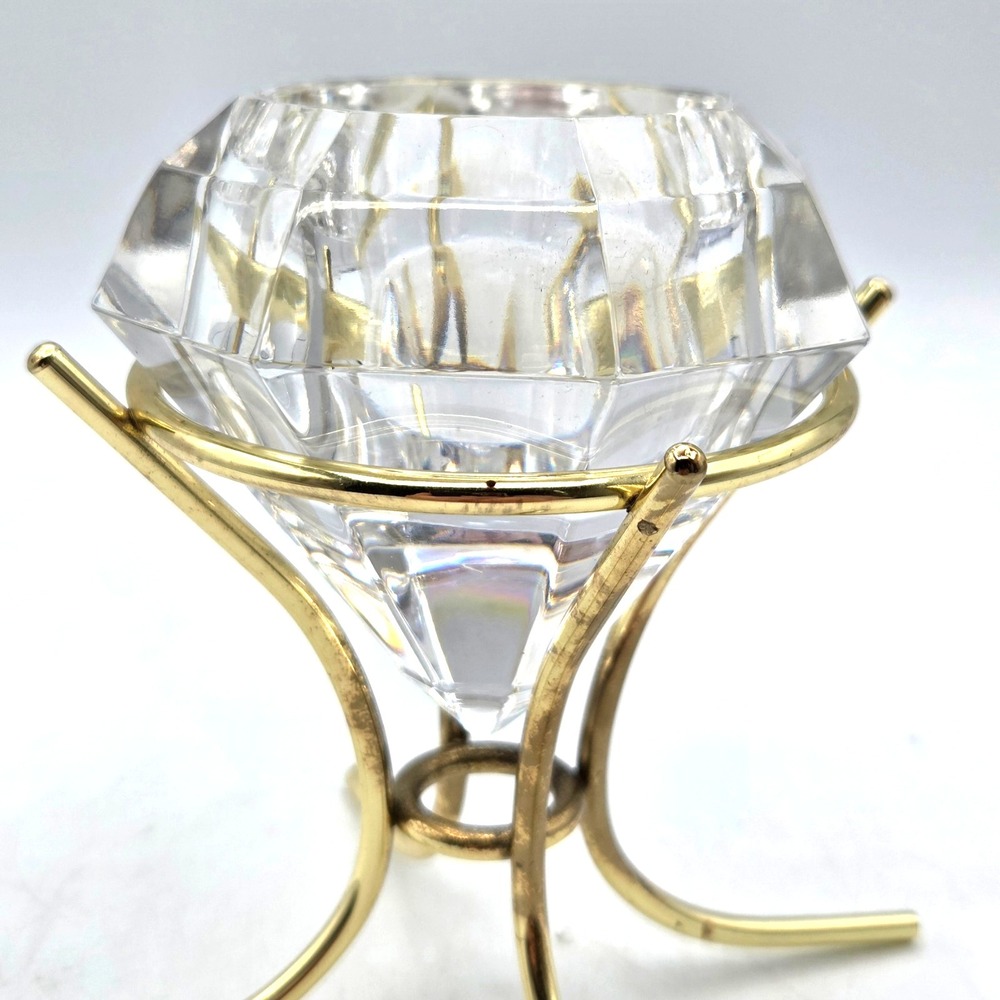 PartyLite‎ 24% Lead Crystal Diamond Shaped Solitaire Votive Candle Holder - Picture 3 of 6